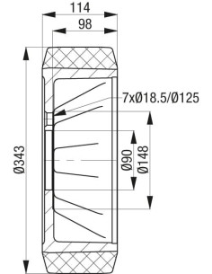 Ratukas RB 343x114/90-7 krautuvams ir kėlimo technikai 2