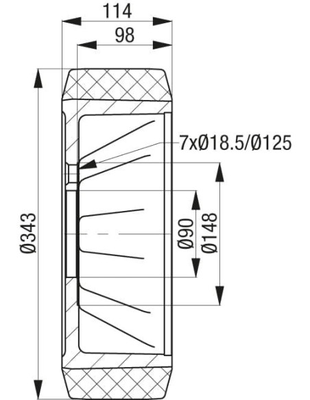 Ratukas RB 343x114/90-7 krautuvams ir kėlimo technikai