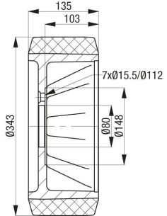 Ratukas RB 343x135/80-7 krautuvams ir kėlimo technikai 2