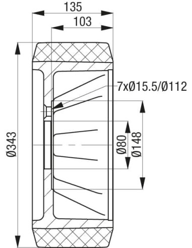 Ratukas RB 343x135/80-7 krautuvams ir kėlimo technikai