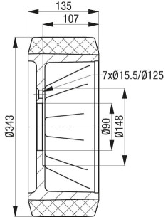 RB 343x135/90-7 ratas krautuvams ir kėlimo technikai 2