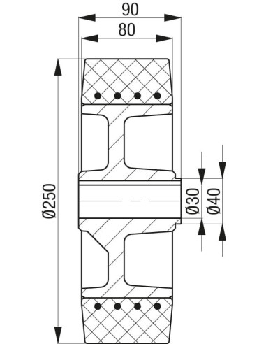 REV 250x80/30-90-N ratas krautuvams