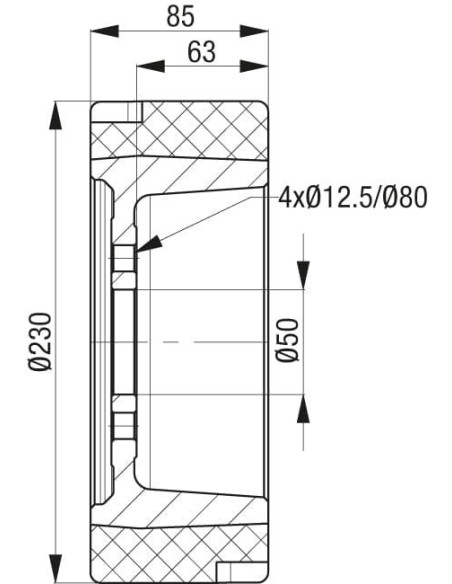 RTH 230x85/50-4-GL ratas krautuvams ir kėlimo technikai