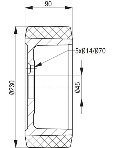 RTH 230x90/45-5 ratas krautuvams ir kėlimo technikai