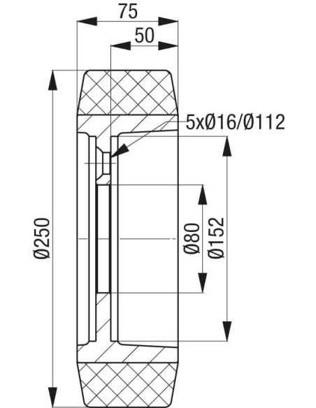 RTH 250x75/80-5 ratas krautuvams
