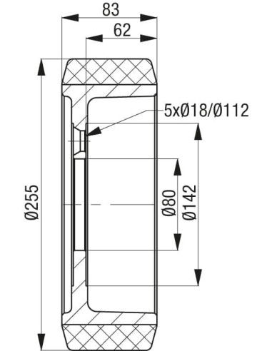RTH 255x83/80-5 ratas krautuvams