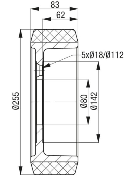 RTH 255x83/80-5 ratas krautuvams