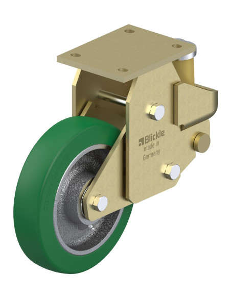 BSFE-GST 200K - Poliuretano spyruoklinis fiksuotas ratukas