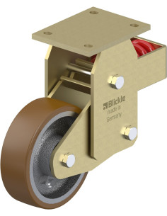 BSFN-GB 160K poliuretano spyruoklinis fiksuotas ratukas