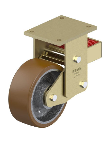 BSFN-GB 202K poliuretano spyruoklinis fiksuotas ratukas