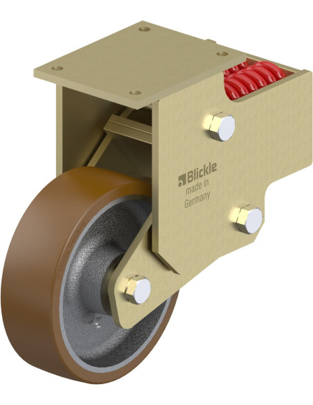 BSFN-GB 252K-F30 poliuretano spyruoklinis fiksuotas ratukas