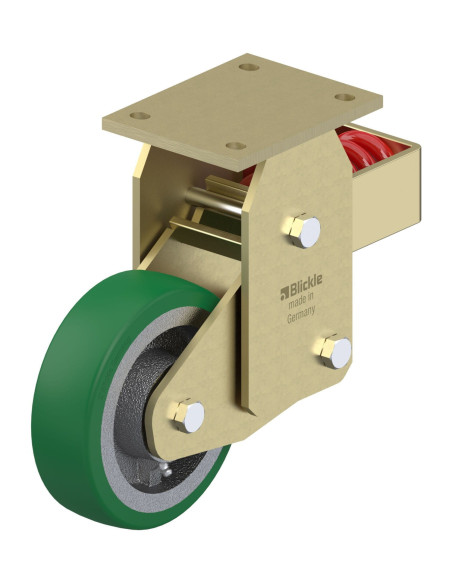 BSFN-GST 160K poliuretano spyruoklinis fiksuotas ratukas