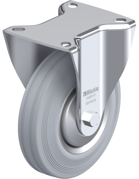 B-VE 125R-SG-FA fiksuotas ratukas su guma, 125 mm