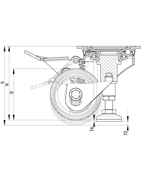 HRLK-PO 80G-F išlyginantis ratukas 80 mm