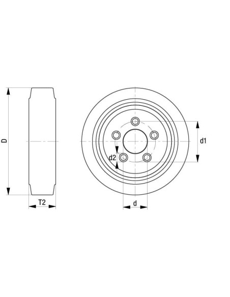 GEVA 402/5-82 400 mm guminis ratukas su ketaus centru