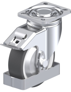 Pasukamas poliuretano ratukas su stabdžiais 125 mm