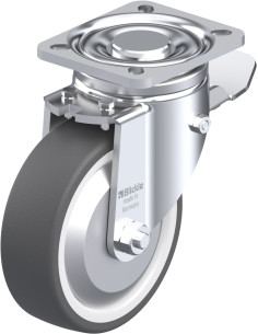 Poliuretano pasukamas ratukas su stabdžiais 125 mm