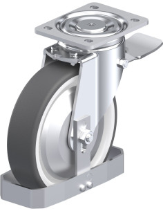 Poliuretano pasukamas ratukas su stabdžiais 200 mm