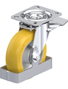 Poliuretano pasukamas ratukas su stabdžiais 125 mm