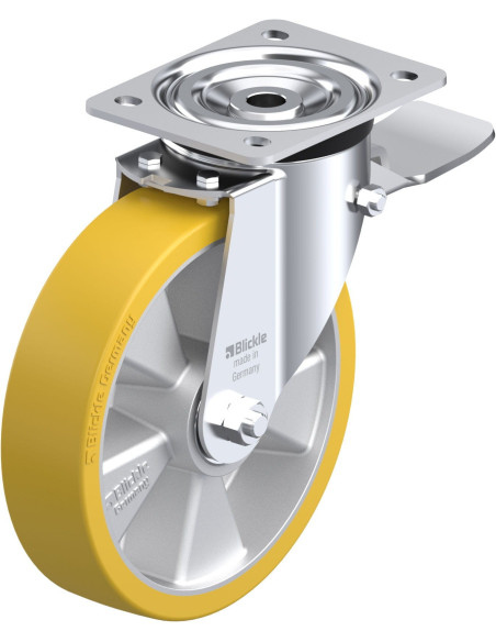 Poliuretano ratukas L-ALTH 200K-ST su stabdžiais, 200 mm