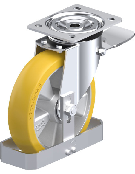 Poliuretano pasukamas ratukas su stabdžiais 200 mm