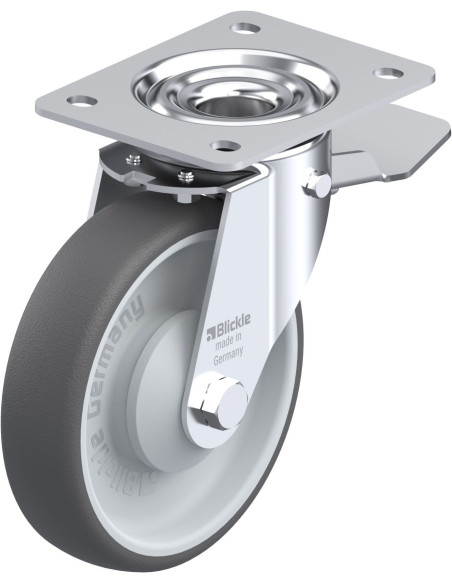 LE-PATH 160KA-ST poliuretano pasukamas ratukas su stabdžiais